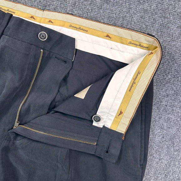 Tommy Bahama Silk Blend Pleated Dress Pants Men's 32x30 Black Herringbone Slacks - Picture 7 of 12